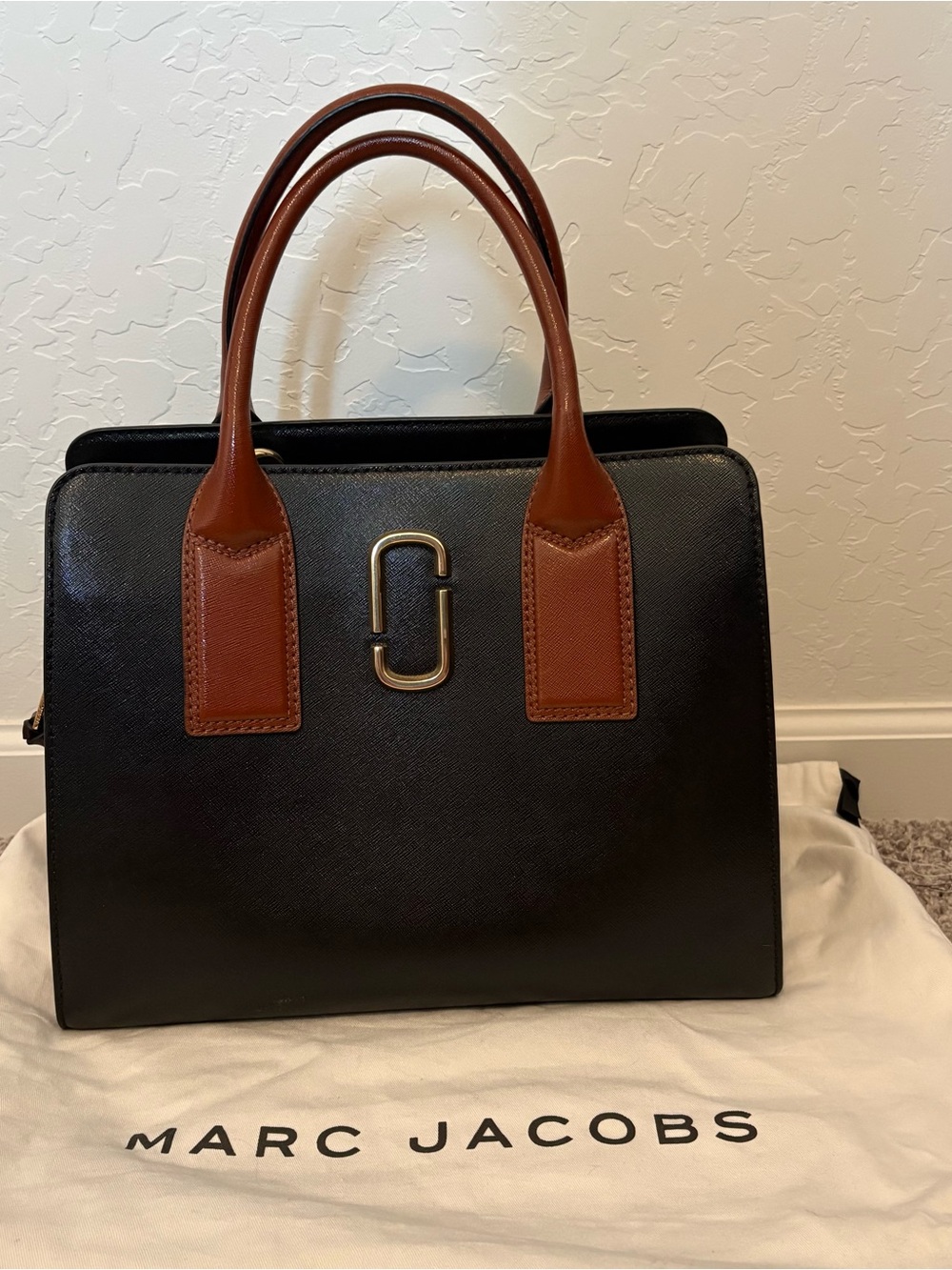 Marc Jacobs Large Big Shot Tote Black and Brown Leather Top-Handle Satchel